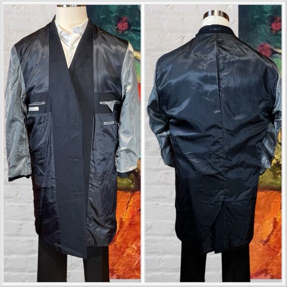 Kenneth Cole Mens 44L Dark Navy Blue Walking Topcoat Overcoat - Picture 7 of 15